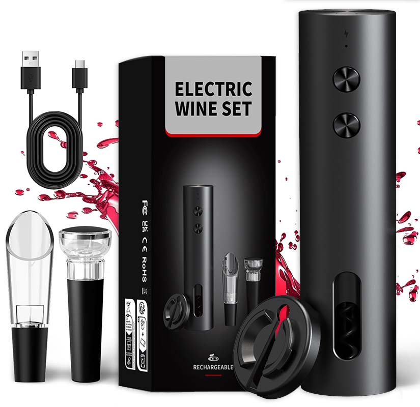 Wine Opener Electric - 4-in-1 Elektrische Flessenopener Set USB Oplaadbare