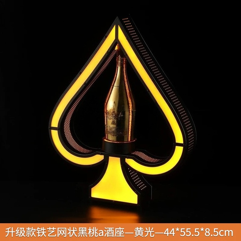 Wine Beer Bottle - IJzeren kunst LED verlichte wijnfles displaystandaard,